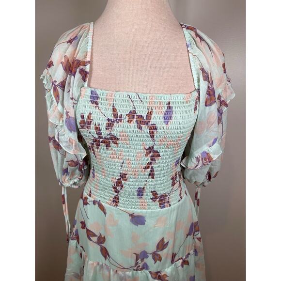Amanda Uprichard Florentina Floral Tiered Maxi Dress in Monte Carlo Size Small - Picture 4 of 9